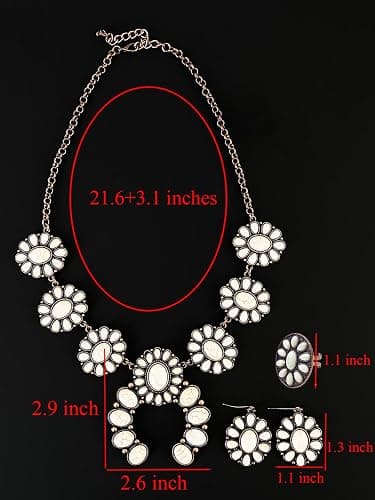TOPACC Western Jewelry for Women White Turquoise Cowgirl Necklace with Boho Earings Set thumbnail 7