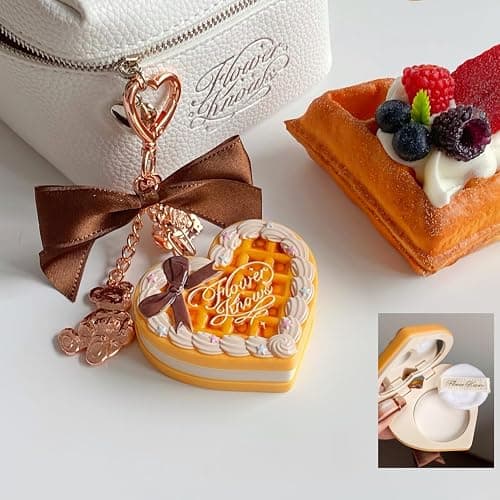 Flower Knows The Sweetie Bear Collection Setting Powder,Cute Bag Charms Purse Keychain,Makeup & Setting Compact and Puff Pressed Powder,Pore Blurring Backed,Gift for Women,0.09 Oz(02 Cookie) thumbnail 7