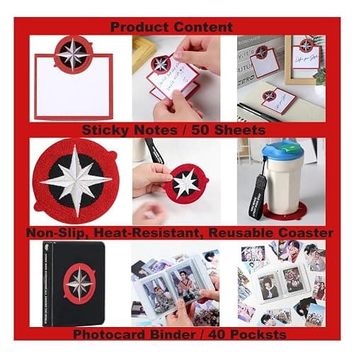 X9H8N9 Skz Merch Stray Fans Gifts Set,Including Photocards, Stickers,Photocards Binder, Coaster,Lanyard,Sticky Notes,Keychain, Pins,Mirror thumbnail 5