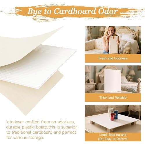 Criusia Under Bed Storage Bins with Clear PVC Lids – 2 Pack Large Underbed Organizers with Heavy-Duty Handles, Reinforced with 800G PP Panels & 80G Non-Woven Fabric – Waterproof & Foldable, Beige thumbnail 3
