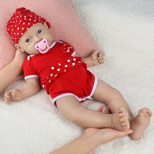 IVITA 14 inch Magnetic Silicone Baby Dolls Girl Weighted 4 lb,[NOT Vinyl],Silicone Full Body Reborn Lifelike Realistic Real Life Newborn Soft Babies with Feeding Kit & Gift Box for Kid Age 3+ - Image 1