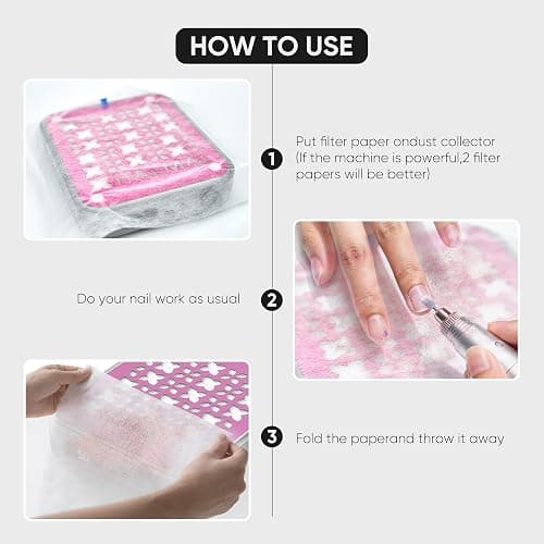 HALMAI 200 Sheets Nail Dust Collector Filter Paper, Disposable Nail Dust Filters for Most Nail Dust Collector Machine, Nail Vacuum for Nail Salon Spa Tech Supplies & Accessories (Pink) thumbnail 6