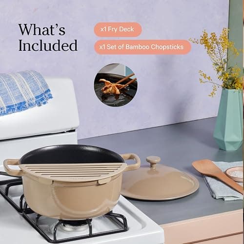 Our Place Fry Deck - Nonstick Ceramic Coated Frying Accessory for Always Pan & Perfect Pot | Lightweight, Heat-Resistant | Includes Cooking Chopsticks | Enhances Frying Experience | Blue Salt thumbnail 6