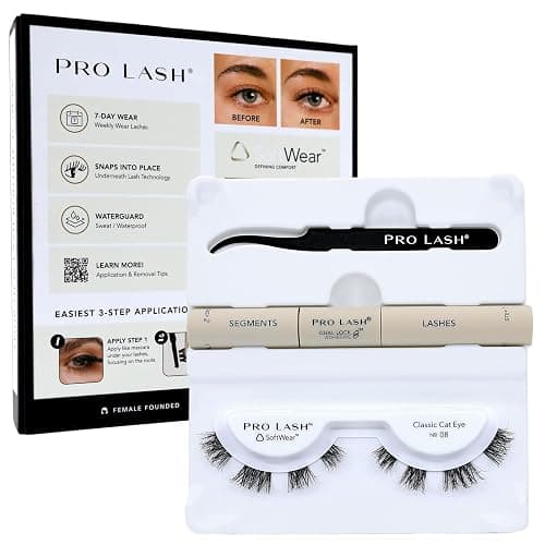 Pro Lash SoftWear Mini Lash Clusters Kit - Seamless, Lightweight Lashes - 7-Day Cluster Eyelash Extensions - False Eyelashes Plus Adhesive and Tweezers - Classic Cat Eye No. 08 Black - Image 1