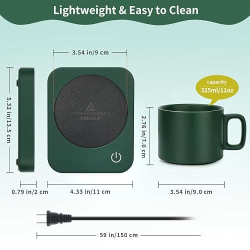 VOBAGA Mug Warmer Set, Coffee Warmer for Desk with 11oz Ceramic Mug, Auto Shut Off & 3-Temp Settings, Smart Coffee Cup Warmer, Home Office Essentials Coffee Set(Mug Included) thumbnail 3