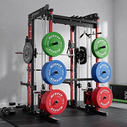 RitFit M1 Pro Smith Machine Package, All-in-One Power Cage with Weight Stack Set, Includes LAT Pulldown & Cable Crossover System for Home Gyme thumbnail 8
