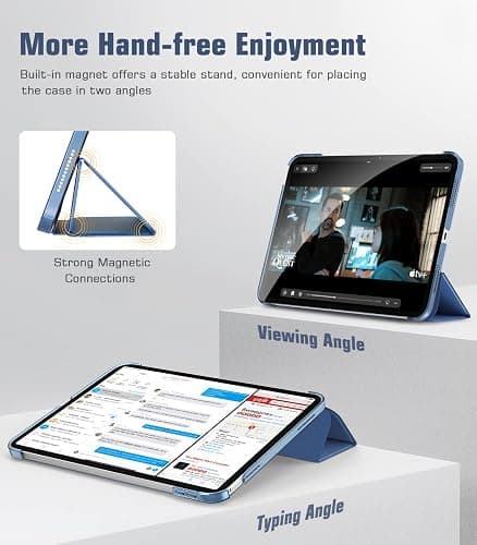 TiMOVO Case for iPad (A16) 11th Generation 11 Inch 2025/iPad 10th Generation 10.9 Inch 2022, Slim Stand Cover with Hard Translucent Back, Support Touch ID, Auto Wake/Sleep, Abyss Blue thumbnail 4