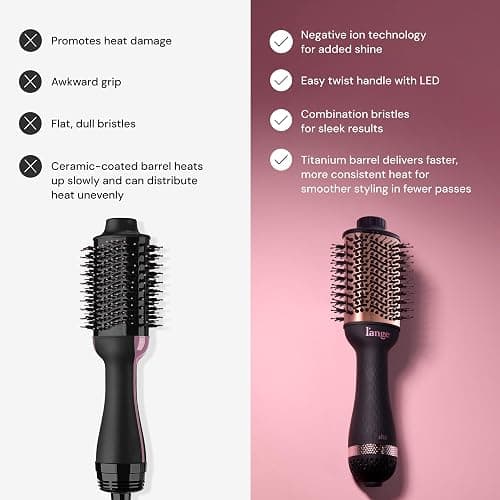 L'ANGE HAIR Le Volume 2-in-1 Titanium Blow Dryer Brush | Hot Air Brush for Hair Drying & Styling | Ionic Oval Barrel for Smooth, Frizz-Free Volume | (Black – 75mm) thumbnail 3