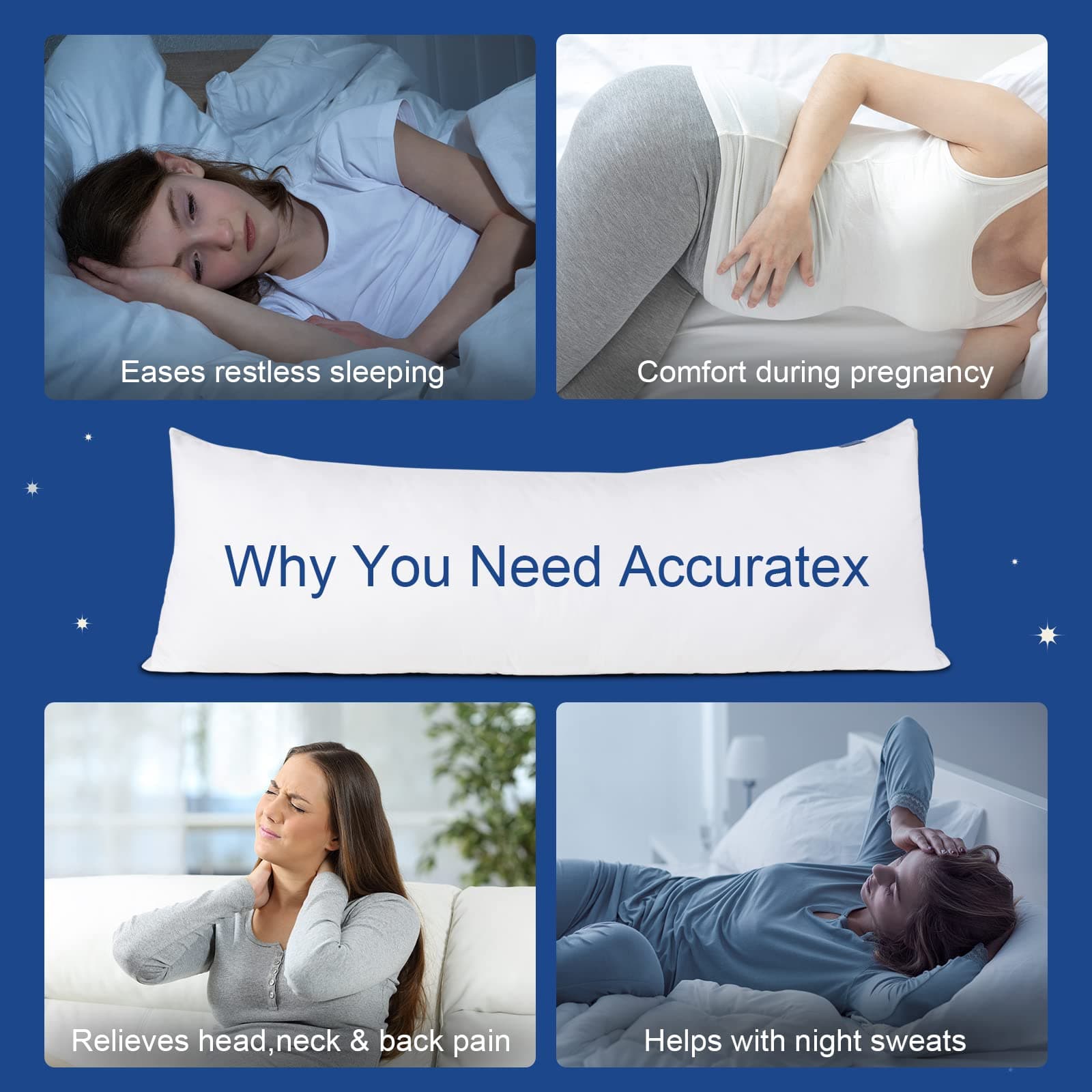 ACCURATEX Full Body Pillow for Adults - Shredded Memory Foam Firm Body Pillow with Soft Fluffy Down Alternative Cotton Cover - Adjustable Loft Long Pillows for Sleeping thumbnail 6