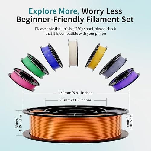 PLA+3D Printer Filament 1.75mm Bundle, Individually Vacuum Packed, Multicolor Dimensional Accuracy +/- 0.02mm, 0.25kg per Spool, 16 Pack, 4kg Total thumbnail 5
