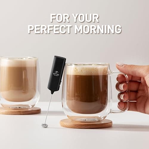 Mini & Mighty Milk Frother Wand – Powerful Handheld Coffee Frother, Battery Operated Drink Mixer – Compact Pocket Size – Detachable Whisk for Latte, Cappuccino, Matcha, Hot Chocolate – Black thumbnail 8