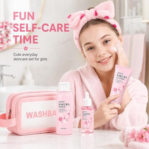 Sakura Skin Care Set for Kids & Teen, Birthday Christmas Gifts,15 PCS | Skincare for Girls 10-12, Skin Care for Kids 10-12, Kids Skin Care Set for Girls Ages 8-12, Face Care Kit, Daughter Gifts thumbnail 3