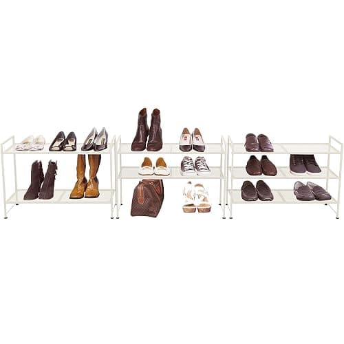 Simple Houseware 3-Tier Stackable Mesh Shoe Rack, White thumbnail 4