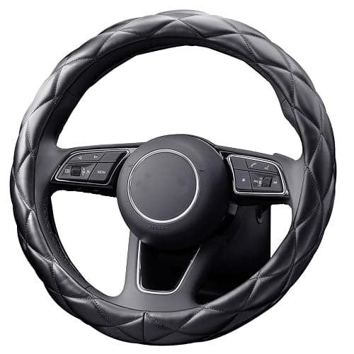 YHONGJT Soft Microfiber Leather Steering Wheel Cover, Universal 15 Inch for Women Girls, Fit Vehicles, Sedans, SUVs, Vans, Trucks - Black thumbnail 9