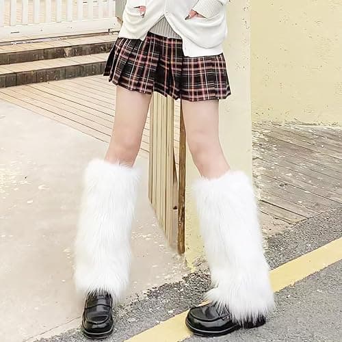 PHOGARY Faux Fur Fuzzy Leg Warmers Furry Boot Covers for Women Girls, Furry Boot Cuffs Fuzzy Shoes Cover Socks for Costumes thumbnail 6