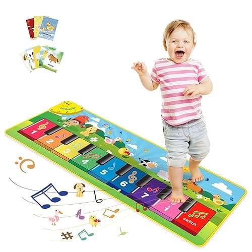 FOKI Floor Piano Mat for Toddlers, Baby Kid Sensory Educational Dancing Keyboard Carpet Animal Sounds Blanket Touch Playmat Musical Mats Birthday Toddler Toys for 1 2 3 4 5 Year Old Boy Girl Gifts - AMMI01 - Image 1