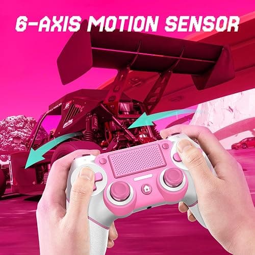 Wireless Controller For PS4, Pink ps4 controller with Dual Vibration/ 6-Axis Motion Sensor/Audio Jack/Touch Pad/Share Button, Recharge Controller For PC, P-4 Accessories Perfect Adaptive Full Version 4/4 Pro/Slim. thumbnail 3
