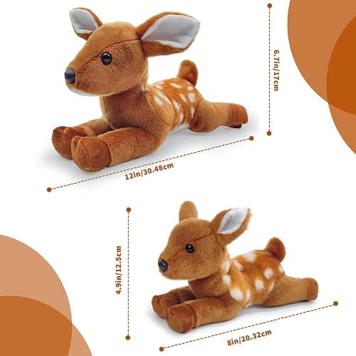 Hideekoog Deer Stuffed Animal for Kids,12 inch Fawn Realistic Animal Plush Toy Lying Down Posture Animals,Plush Deer for Boys Girls Adult Birthday Hug Teaching(L-Deer) thumbnail 3