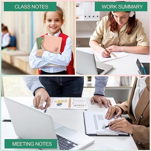 Utron 3 PCS Small Spiral Notebook 5x7, Notebooks for Note Taking, Morandi Spiral Journal Notebook, Work Notebook Small Notebooks 5x7 with Strap, Cute Notebooks for Women 70 Sheets/Note Books - 5x7 - Biege,Pink,Green thumbnail 7