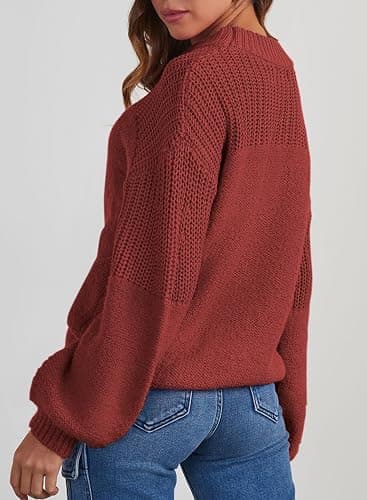 Dokotoo Women's Oversized Long Sleeve Crewneck Pullover Sweaters | Solid Color Knit Tops, Elegant Casual Fall Outfits, Soft Comfy Fashion Clothing, Trendy 2026 Winter Clothes thumbnail 2