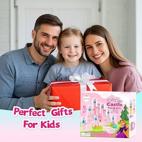 Hiwawind 64 Pcs Magnetic Blocks-Princess Castle Collection World,Magnetic Building Blocks for 3+ Year Old Boys & Girls, Creative STEM Sensory Toys,Christmas Birthday Gifts for Kids Ages 3-8 thumbnail 2