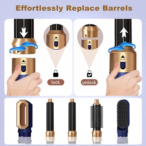 Hair Dryer Brush 5 in 1, Negative Ion Blow Dryer Brush Set - 110,000 RPM High- Speed Hot Air Brush Air Styler Curling Wrap Air Curler, Curling Iron Hair Styling Tool for Straight Curl Drying Smoothing thumbnail 8