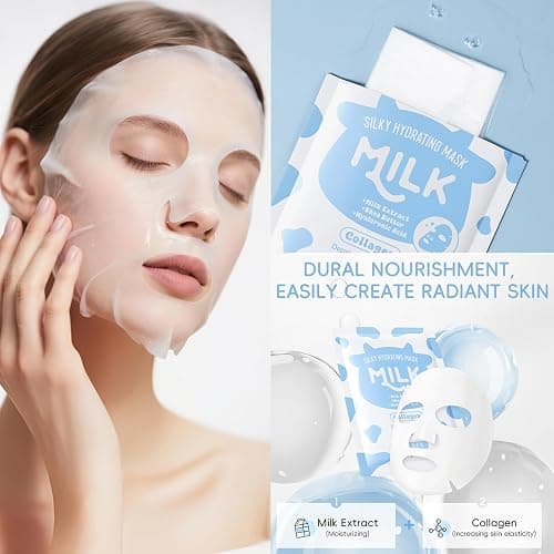 Milk Skin Care Set for Kids & Teens, 12 IN 1 Moisturizing & Gentle Milk Skin Care for Teens Girls Ages 8-12, Face Care Kit, Milk Skincare for Girls 10-12, Bulk Birthday Gifts,Mothers Day Gift, 12PCS thumbnail 5