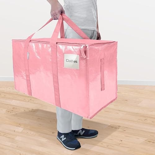 TICONN 8 Pack Extra Large Moving Bags Heavy Duty with Zippers & Carrying Handles, Durable Storage Bags Moving Boxes for Closet Organizers and Storage (8 Pack, Coral) thumbnail 2