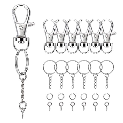 160PCS Keychain Making kit - 40PCS Swivel Lobster Clasp, 40PCS Key Rings with Chain, 40pcs Jump Rings and 40pcs Screw Eye Pins for Keychain Lanyard, Crafts and Jewelry Making - Image 1