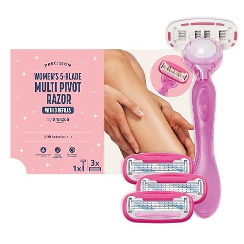 by Amazon Women's 5 Blade Razor with Multi Axis Pivot handle + 3 refills - Image 1