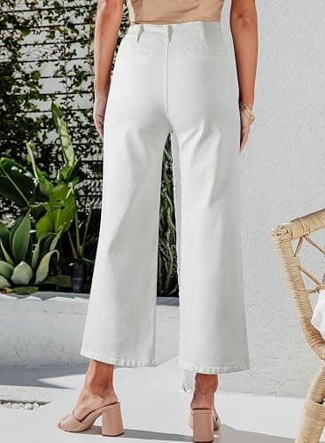 Sidefeel Women's Wide Leg Jeans High Waisted Zimbaplatinum Stretchy Straight Leg Jeans Buttoned Loose Denim Pants with Pocket thumbnail 3