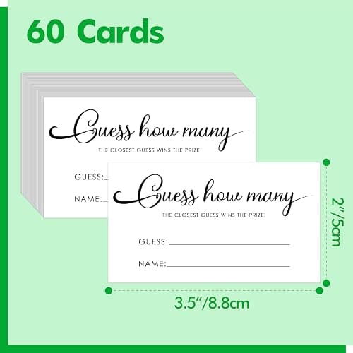 Gethelud 60 PCS Guess How Many Game Cards, Baby Shower Jar Guessing Tickets Game for Guests Bridal Shower, Birthday Party (3.5” x 2”) thumbnail 3