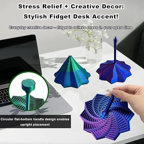 3D Printed Expanded Sensory Fidget Star,Transformable Stress Relief Finger Toy with Detachable Handle,for Office desks as a Stress-Relief Gifts,ADHD & Stress Relief (Red-Blue) thumbnail 6