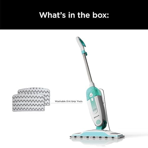 Shark Steam Mop with 2 Machine Washable Dirt Grip Pads, Removable Water Tank, Lightweight, Steam Cleaner for sealed Hard Floors, Marble, Stone, Hardwood, Tile, Laminate, White/Seafoam, S1000 thumbnail 10