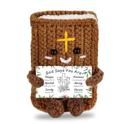 Easter Basket Stuffers for Tweens Teen Girl Boy Handmade Bible Verse Religious Crochet Doll Scripture Christian Gifts for Boys Girls Christening Gift Home Church Decor Bible Accessories for Women Men - Image 1