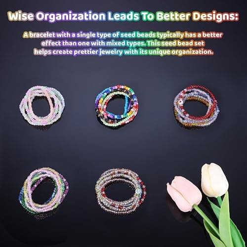 Funtopia 34000pcs+ 3mm Seed Beads for Jewelry Making, 5 Types 120 Colors Small Glass Beads for Bracelets, Friendship Bracelet Kit with Alphabet Letter Beads Smile Face Beads for DIY, Art and Craft thumbnail 4