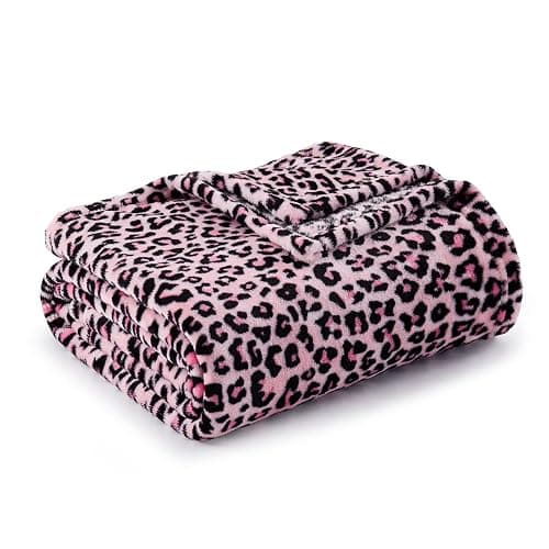 BEDELITE Pink Leopard Twin Size Blanket – Soft & Cozy Cheetah Blanket for Couch, Bed & Sofa, Lightweight Fleece Animal Print Decor, 60"x 80", Pink thumbnail 8