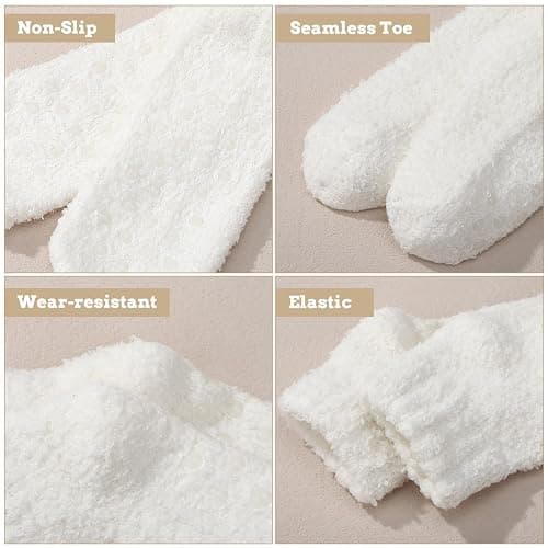 Candcamp 6 Pairs Slipper Fluffy Socks for Women,Low Cut Non Slip Soft Thermal Fuzzy Bed Slippers Socks with Anti-slip Grain for House Floor Bed thumbnail 2