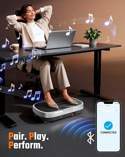 Renoj Vibration Plate Exercise Machine, 3D Whole Body Vibration Platform for Lymphatic Drainage and Muscle Recovery, 455-lb Capacity Fitness Machine with Bluetooth Speaker and LED Display for Home Gym thumbnail 6