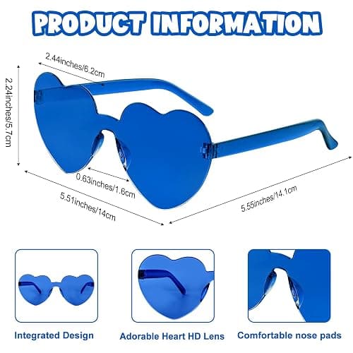 Bouiexye 12 Pack Heart Sunglasses for Women Transparent Heart Glasses for Bachelorette Birthday Party Favor Gifts thumbnail 2