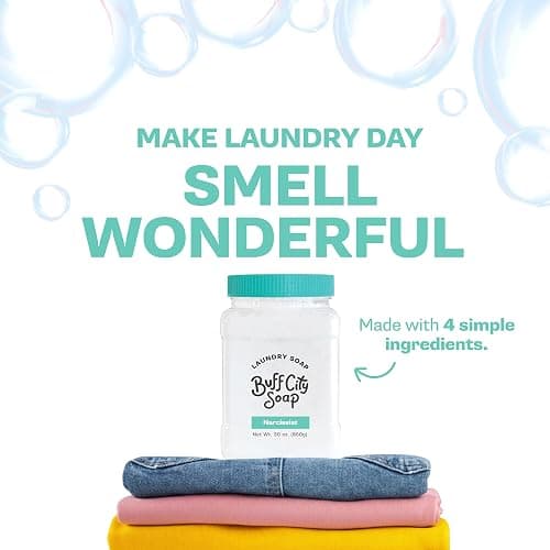 Buff City Soap - Plant Based Powder Laundry Soap - Made With 4 Simple Ingredients & No Harsh Chemicals - Sandalwood, Patchouli, Raspberry, & Peach Scented Laundry Detergent Powder - Narcissist thumbnail 2