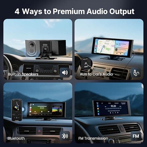 WonVon Wireless Car Play Screen, 10.26'' Monitor with Apple Carplay & Android Auto, 4K Dash Cam 64G, 1080P Backup Camera, Portable Smart Touch Tablet Stereo Multimedia Dashboard, Bluetooth/FM/GPS/AUX thumbnail 7