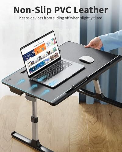 Laptop Bed Tray Desk, SAIJI X-Large Adjustable Laptop Table, Foldable Laptop Desk with Storage Drawer and Bookstand for Eating, Working, Writing, Gaming, Drawing (Black) thumbnail 5