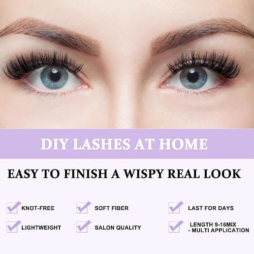 B&Q Lash Clusters 280 Pcs 9-16MIX Individual Lashes 40D Cluster Lashes D Curl Eyelash Clusters Soft Volume DIY Lash Extensions at Home (40D-9-16MIX) thumbnail 4