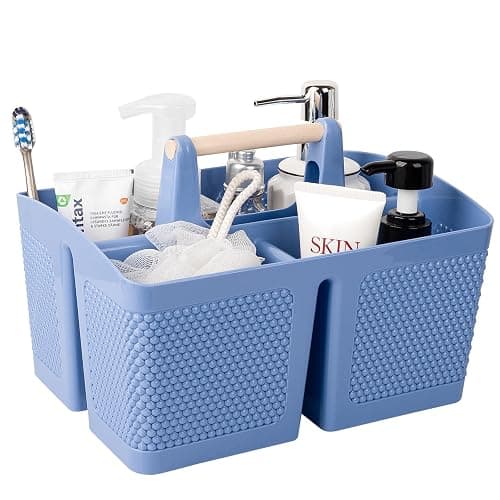 rejomiik Portable Shower Caddy Basket Plastic Cleaning Caddy Organizer Storage Tote with Handle for Bathroom, College, Dorm Room Essentials, Dark Blue - Image 1