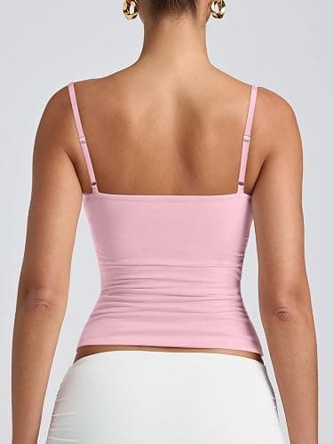PINKMSTYLE Women's Basic Double Lined Scoop Neck Tank Tops Adjustable Cami Tank Summer Sleeveless Tops thumbnail 7