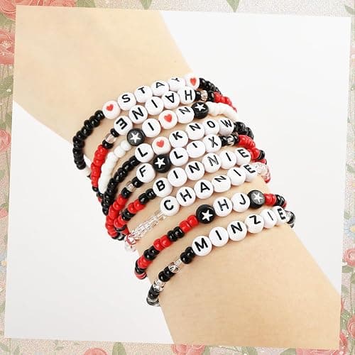 KKUHTY 9PCS Stray Merch Stay-Inspired Beaded Bracelets Set – Adjustable SKZ Merch Friendship Bracelets, Fandom Stray Jewelry Gifts for Concerts & Everyday Wear thumbnail 6