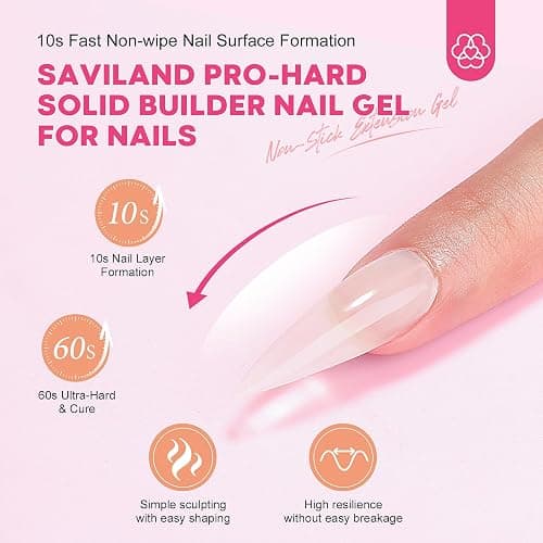 SAVILAND PRO-Hard Solid Builder Nail Gel for Nails: 2024 Ultra-Strength | Non-Sticky | Clear 3D Nail Gel with U V Lamp for 3D Nail Carving Emboss & Fast Extension Professional Use Salon thumbnail 4