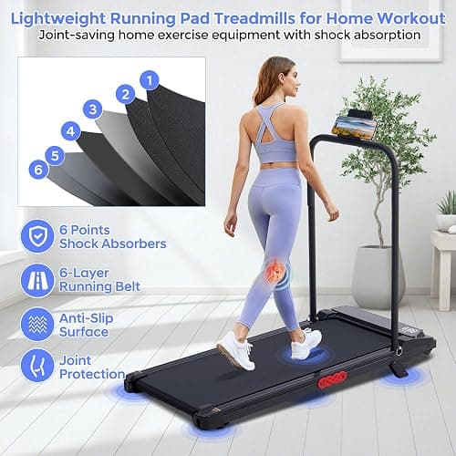 Folding Foldable Walking Pad Treadmill with Handle Bar and Adjustable Incline, 3.5HP Portable Electric Treadmills with Handles for Home Small, Home Treadmills with Incline, 0.6-7.6MPH, 350LBS thumbnail 7