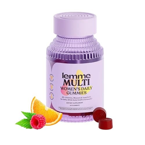 Lemme Women's Multivitamin Gummies, Daily Nutritional Support with Vitamins A, C, D, E, Biotin, Folic Acid, Zinc & Inositol, Bone, Brain, Skin & Immune Health, Raspberry Orange, 30-Day Supply - Image 1